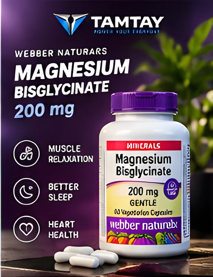 Webber Naturals Magnesium Bisglycinate 200 mg bottle