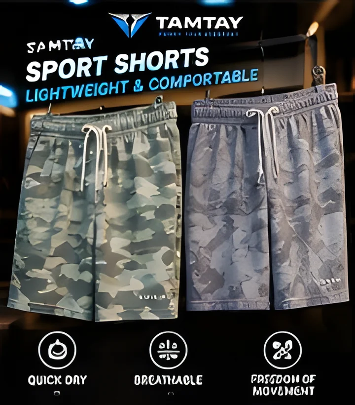 Green and grey camo sport shorts