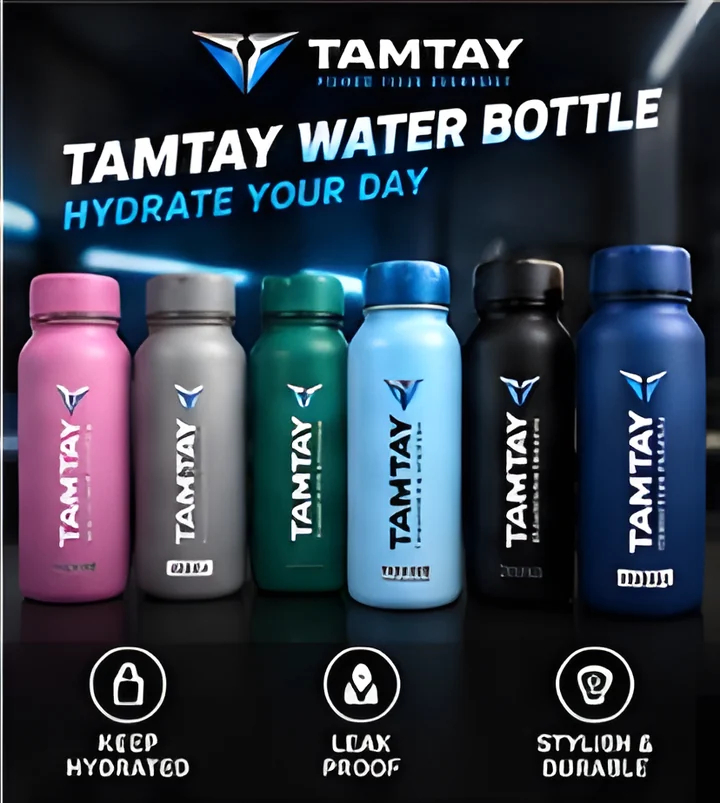 Six TamTay water bottles in different colours